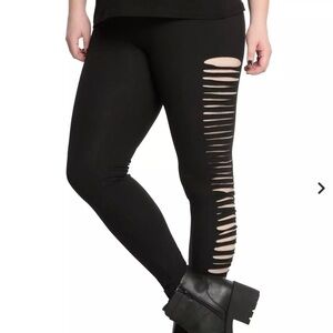 Black goth punk slit leggings